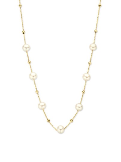 Geelgouden collier met parels en bolletjes