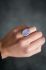 Pre-owned witgouden ring met grijze chalcedoon en diamant