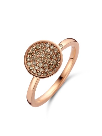Roségouden ring met champagne diamant