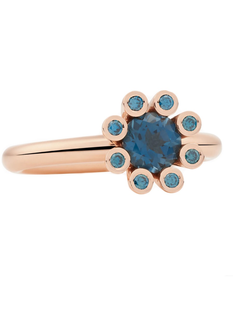 Sprite ring met london blue topaas en blauwe diamant 8RR4590TLIBR