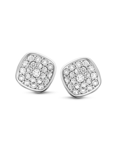 Witgouden oorstekers vierkant met diamant